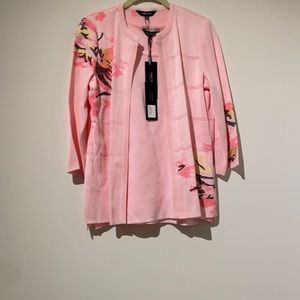 Misook light pink shirt and jacket floral set